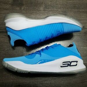 Rare Under Armour Curry 4 Low Sample Basketball Shoes Mens 12.5 UNC‎ Blue White